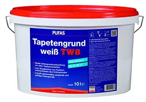 Pufas Tapetengrund in Weiß, 10 Liter, für Vliestapeten