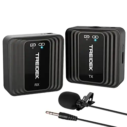 TREIDEK Lavalier Funkmikrofon 2,4GHz Ansteckmikrofon kabellos