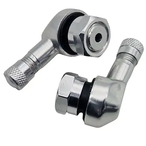Winkelventil Motorrad Alu 2x in Silber für 11,3 mm Lochbohrung