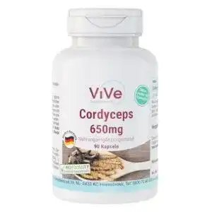 Cordyceps ViVe Supplements 650 mg, 90 Kapseln – Pilzpulver