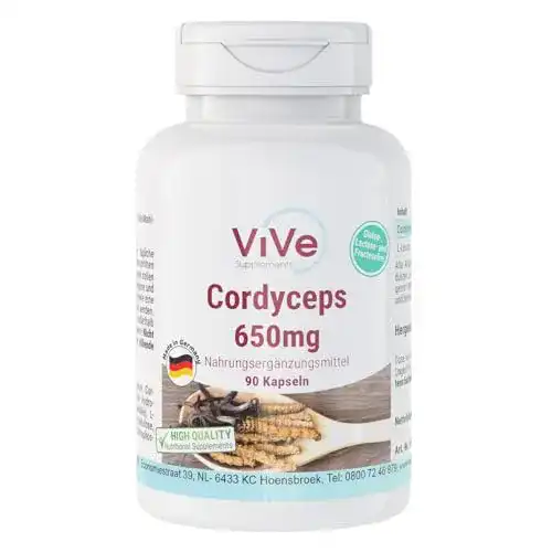 Cordyceps ViVe Supplements 650 mg, 90 Kapseln – Pilzpulver