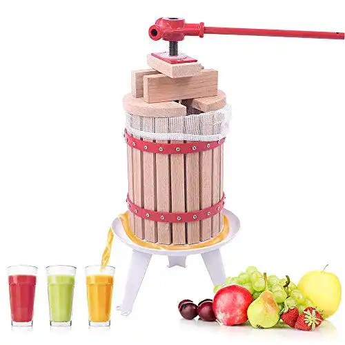 Obstpresse AufuN 6L aus Buchenholz mit Presstuch