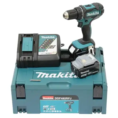 Makita DDF482RFJ Akkubohrschrauber mit 2-Gang-Vollmetall-Getriebe
