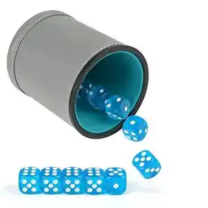 Würfelbecher aus Leder im Set mit 10 Würfeln für verschiedene Spiele