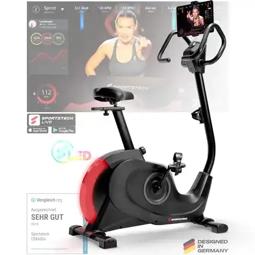 Ergometer Sportstech ESX600s Heimtrainer für Indoor Cycling