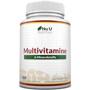 Nu U Nutrition Multivitamin A-Z – 365 vegetarische Tabletten