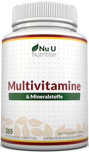 Nu U Nutrition Multivitamin A-Z – 365 vegetarische Tabletten