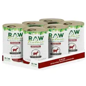 Nassfutter für Hunde mit hohem Fleischanteil – RAW Nature Ziege Pur 6x400g