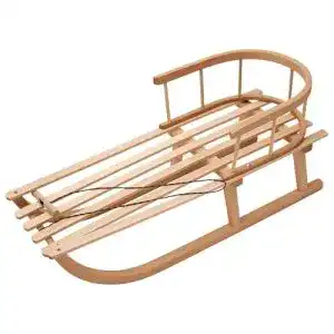 Schlitten mit Lehne für Kinder – Davos Holzschlitten mit Horn und Rückenlehne