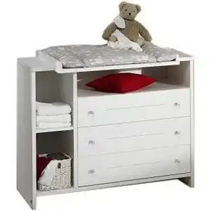 Wickelkommode Schardt Eco Stripe mit Wickelaufsatz und Stauraum