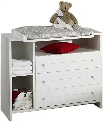 Wickelkommode Schardt Eco Stripe mit Wickelaufsatz und Stauraum