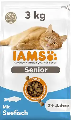 Iams Senior Katzenfutter trocken mit Fisch für ältere Katzen