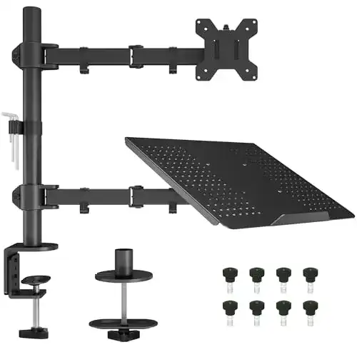 Bontec Monitorhalterung mit Laptop Arm für 13-32 Zoll Monitore