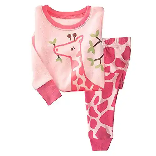 Tkiames Kinder Pyjama für Mädchen mit Giraffen-Motiv