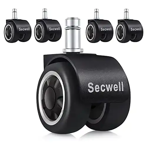 Bürostuhlrollen Secwell 5er Set 11mm x 22mm für Schreibtischstühle