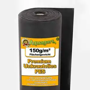 Unkrautvlies 150g Aquagart schwarz PES – 5m x 1m für Garten