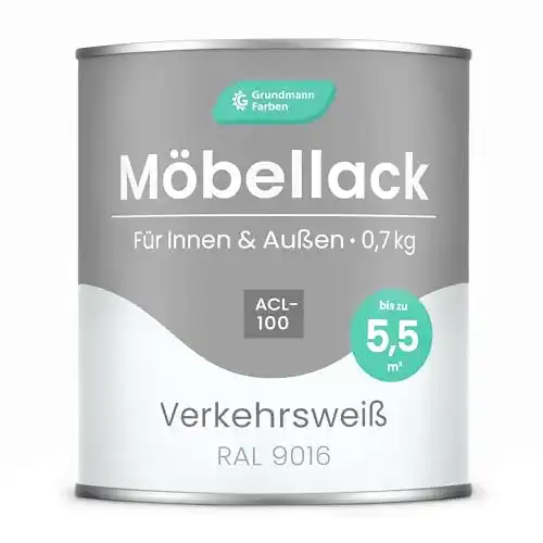 Möbellack Grundmann ACL 100 in Weiß, 0,7 kg – Lösemittelfrei