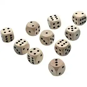 Spielwürfel Gico, 10 Augenwürfel aus Naturholz, 16 mm