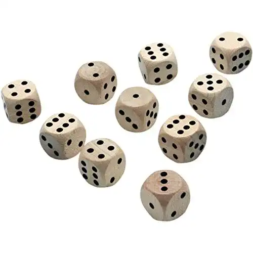 Spielwürfel Gico, 10 Augenwürfel aus Naturholz, 16 mm