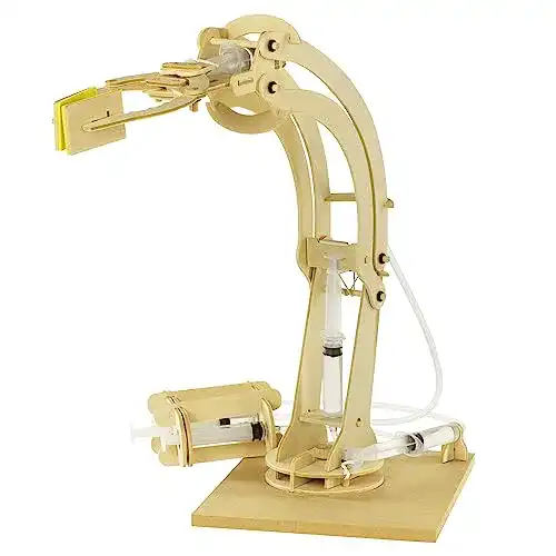 Getdigital hydraulischer Roboterarm Bausatz – Holzbausatz mit über 50 Teilen