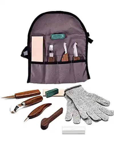 Schnitzwerkzeug Set Maxesla für Holz, 10 in 1 mit Messern und Zubehör