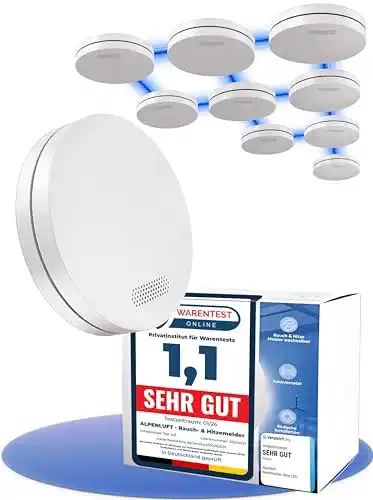 Rauchmelder ohne LED von Alpenluft – Funkvernetzt mit 10 Jahren Batterie