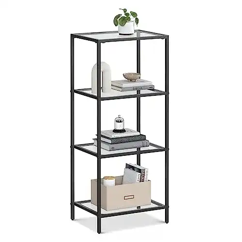 Metallregal mit 4 Ablagen und gehärtetem Glas von VASAGLE