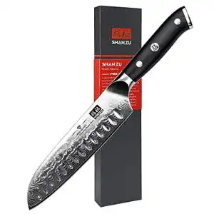 Santoku Damastmesser von Shan Zu – 67 Schichten Edelstahl, G10 Griff