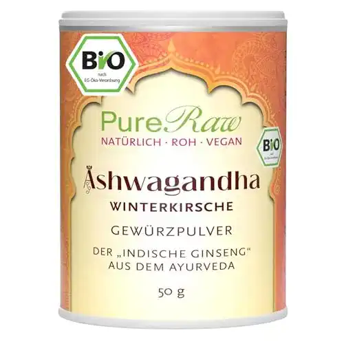 Ashwagandha Pulver Bio von PureRaw – Rohkost Qualität