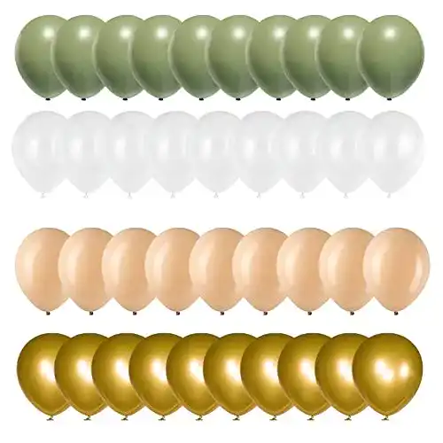 Luftballons in Grün, Gold und Weiß – 50 Stück 30cm