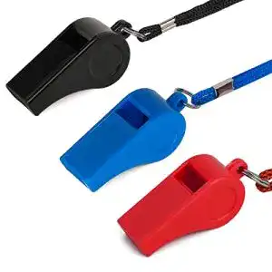 SAVITA Trillerpfeifen im 3er Set aus Plastik mit Lanyard