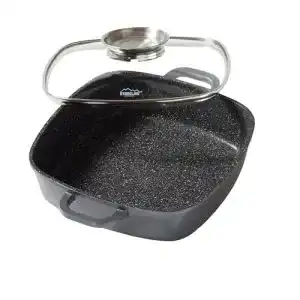 Viereckpfanne Stoneline mit Aroma Glasdeckel, 24×24 cm