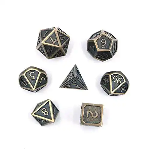 DollaTek DnD Würfelset 7-teilig aus Zinklegierung für Rollenspiele