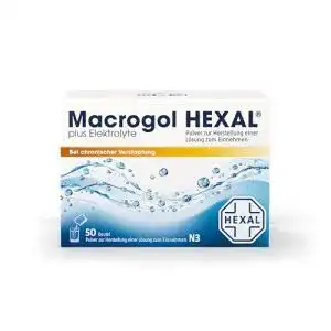Macrogol Hexal plus Elektrolyte 50 Beutel zur Behandlung von Verstopfung