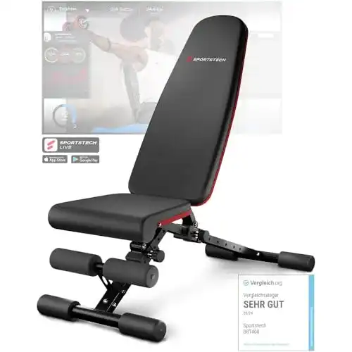Sportstech Hantelbank Klappbar für Zuhause mit 40 Funktionen