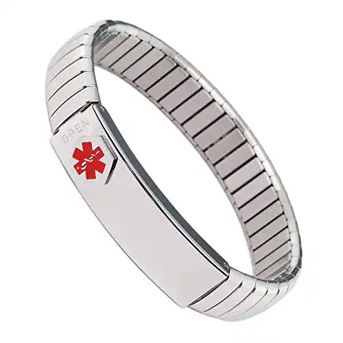 Medizinisches Notfallarmband aus Edelstahl für Damen