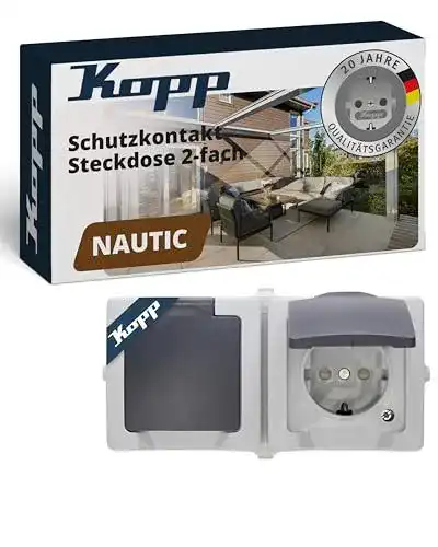 Kopp Nautic 2-fach Schutzkontakt-Steckdose mit Klappdeckel