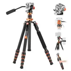 K&F Concept Carbon Stativ 173cm mit Videokopf und Einbeinstativ