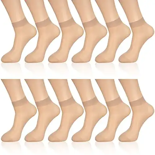 Geyoga Nylonstrümpfe 12 Paar durchsichtige Socken für Frauen