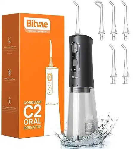 Munddusche Bitvae C2 Kabellos mit 3 Reinigungsmodi und 6 Jet-Tipps