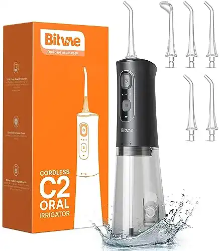 Munddusche Bitvae C2 Kabellos mit 3 Reinigungsmodi und 6 Jet-Tipps