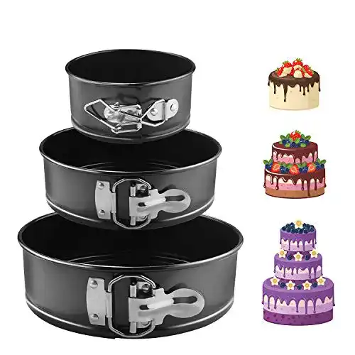 Ekkong Kuchenform Set Rund Springform aus Kohlenstoffstahl