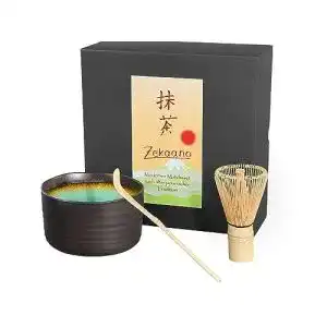 Matcha-Besen Set Aricola 3-teilig in Anthrazit und Türkis