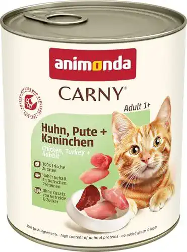 Animonda Carny Nassfutter für Katzen – Huhn, Pute, Kaninchen (6 x 800g)