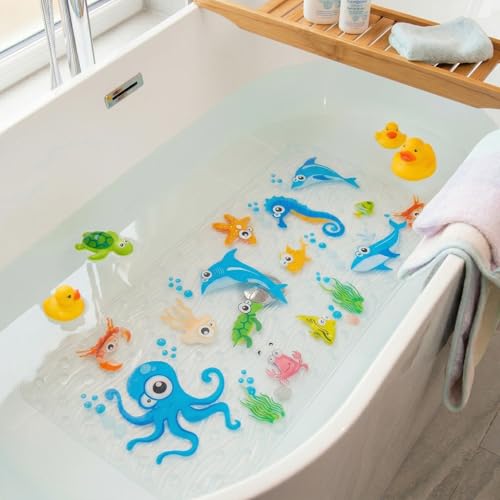 Badewannenmatte für Kinder – Rutschfeste Duschmatte mit Meerestier-Motiv