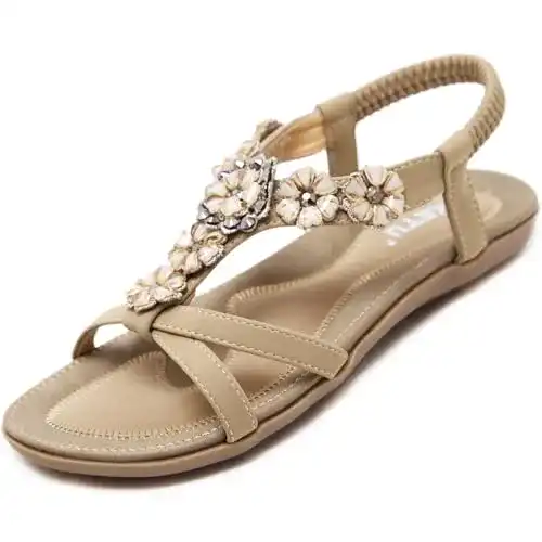 Offene Sandalen für Damen mit Blumen und Strass von Acfoda