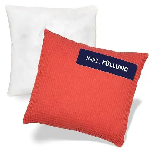 Sofa-Kissen Noah Verde 45×45 cm in Rot, Waffelpique Zierkissen