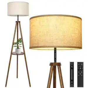 Stehlampe Outon Holz Dreibein mit Dimmfunktion und Fernbedienung