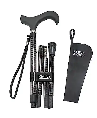 Gehstock Kmina Pro Klappbar aus Carbon, Höhenverstellbar für Damen