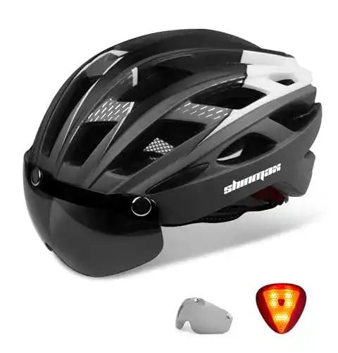 Herren- und Damen-Fahrradhelm von Shinmax mit LED-Licht und Visier